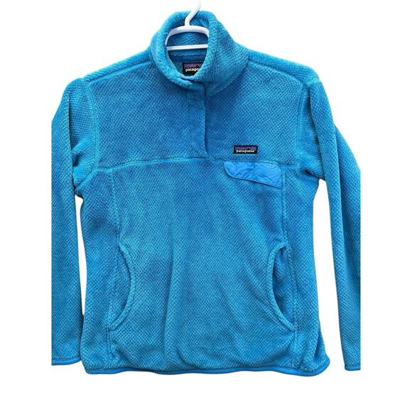 Patagonia Fleece Pullover Womens Large Blue Re-Tool Snap-T Polartec Thermal Pro - Picture 7 of 16